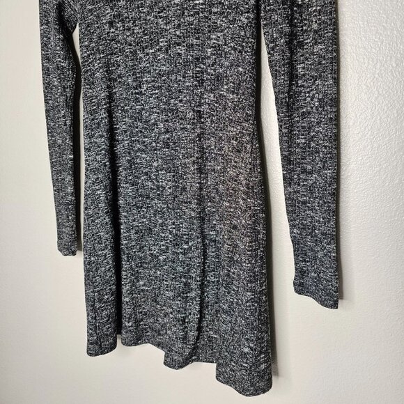 Topshop Size 2 Black White Marled Long Sleeve Fitted Mini Dress Ribbed Knit - Picture 3 of 8